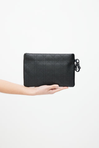 Dior 2014 Black Coated Canvas Rivage Pouch