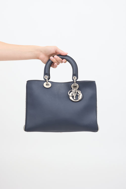 Dior 2015 Navy Leather Medium Diorissimo Tote