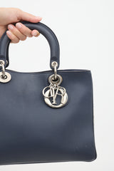Dior 2015 Navy Leather Medium Diorissimo Tote