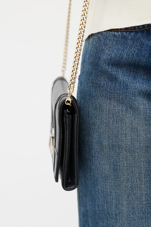 Dior 2017 Black Diorama Wallet On Chain Bag