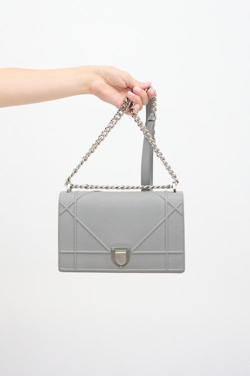 Dior 2017 Grey Leather Diorama Shoulder Bag