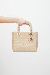 Dior 2020 Beige Cannage Canvas Medium Lady D-Lite Bag