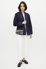 Dior 2020 Navy & Beige Saddle Pouch Crossbody Bag