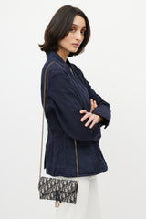 Dior 2020 Navy & Beige Saddle Pouch Crossbody Bag