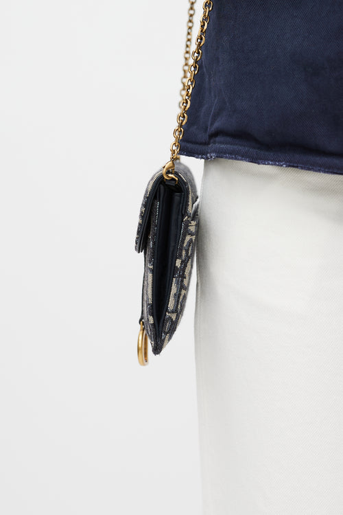Dior 2020 Navy & Beige Saddle Pouch Crossbody Bag