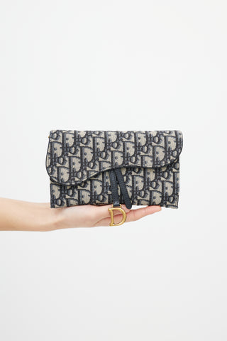 Dior 2020 Navy & Beige Saddle Pouch Crossbody Bag