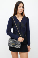 Dior 2021 Navy & Cream Medium Double Oblique Clutch