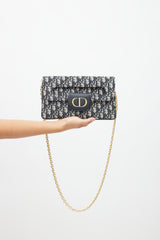 Dior 2021 Navy & Cream Medium Double Oblique Clutch