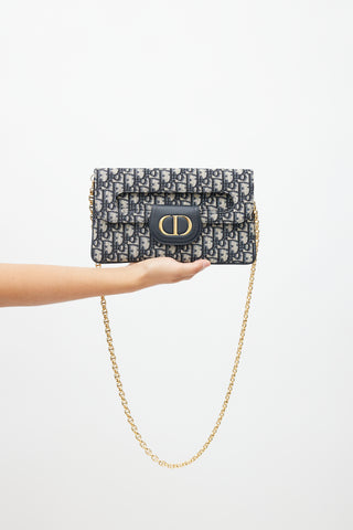 Dior 2021 Navy & Cream Medium Double Oblique Clutch