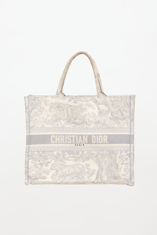 Dior 2021 Large Toile De Jouy Book Tote Bag