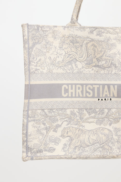 Dior 2021 Large Toile De Jouy Book Tote Bag
