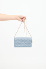 Dior 2022 Blue Cannage Patent Leather Lady Dior Pouch