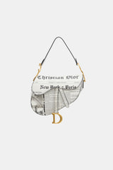 Dior 2024 Leather Newsprint Saddle Bag