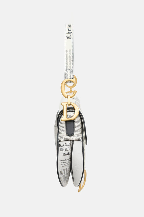 Dior 2024 Leather Newsprint Saddle Bag