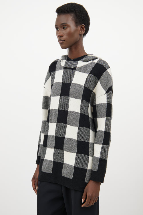 Dior White & Black Cashmere Plaid Logo Hoodie