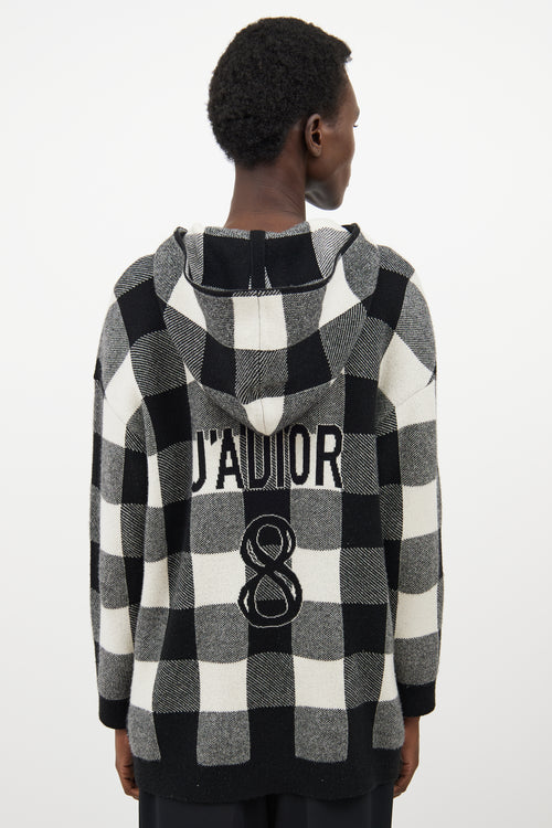 Dior White & Black Cashmere Plaid Logo Hoodie