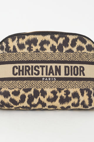 Dior Beige & Black Canvas Logo Cosmetic Pouch