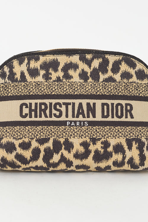 Dior Beige & Black Canvas Logo Cosmetic Pouch