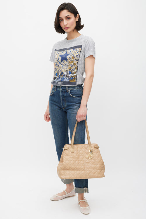 Dior Beige & Gold Panarea Canage Quilted Tote