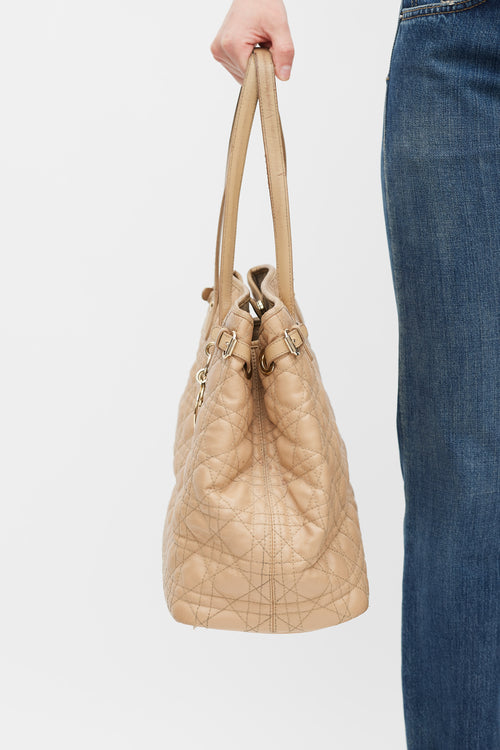 Dior Beige & Gold Panarea Canage Quilted Tote