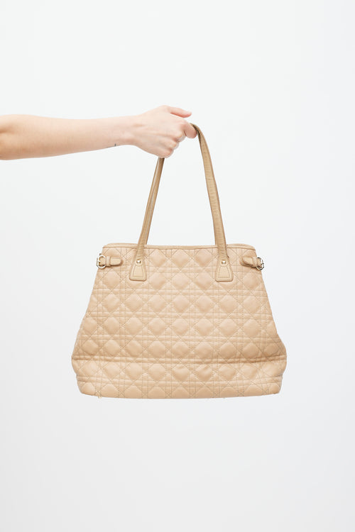 Dior Beige & Gold Panarea Canage Quilted Tote