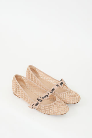 Dior Beige Mesh J'Adior Ballet Flat