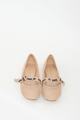 Dior Beige Mesh J'Adior Ballet Flat