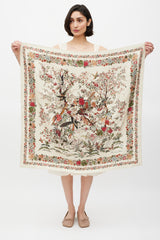Dior Beige & Multicolour Floral Silk Scarf