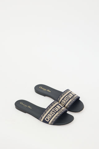 Dior Beige & Navy Dway Logo Slide