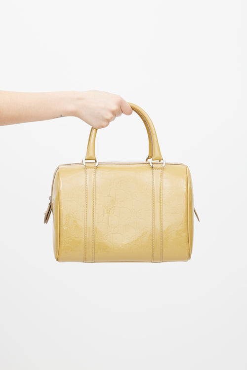Dior Beige Oblique Patent Boston Bag