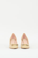 Dior Beige Patent Leather Quilted Cannage Pump