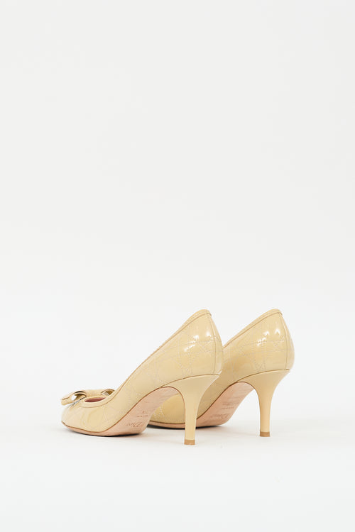 Dior Beige Patent Leather Quilted Cannage Pump