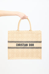 Dior Beige Raffia Cannage Large Book Tote