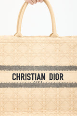 Dior Beige Raffia Cannage Large Book Tote