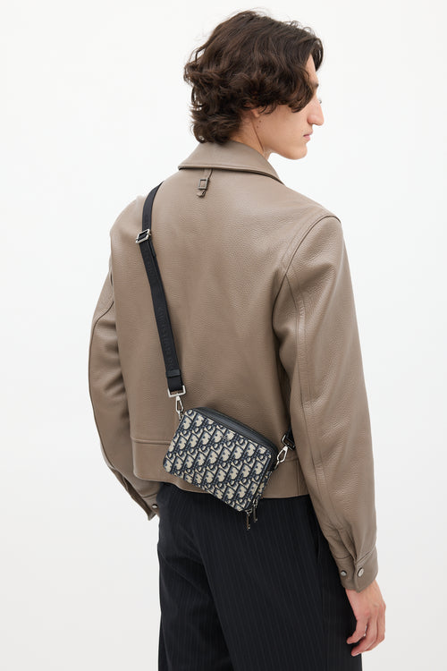 Dior Beige & Navy Oblique Crossbody Bag