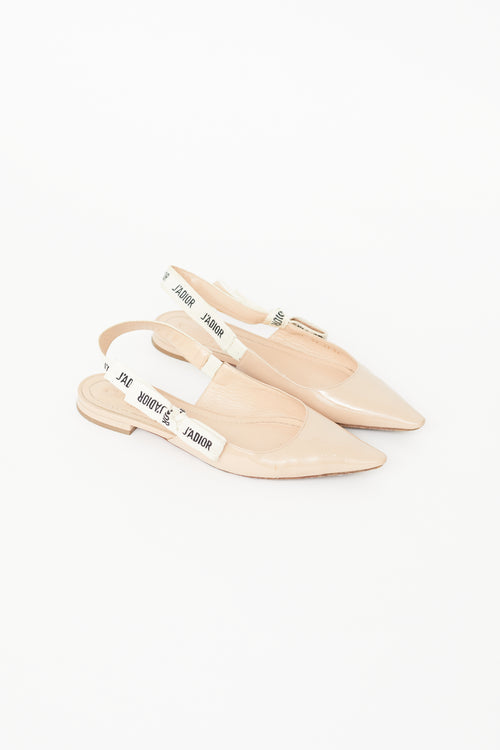 Dior Beige Patent J'Adior Slingback Flats