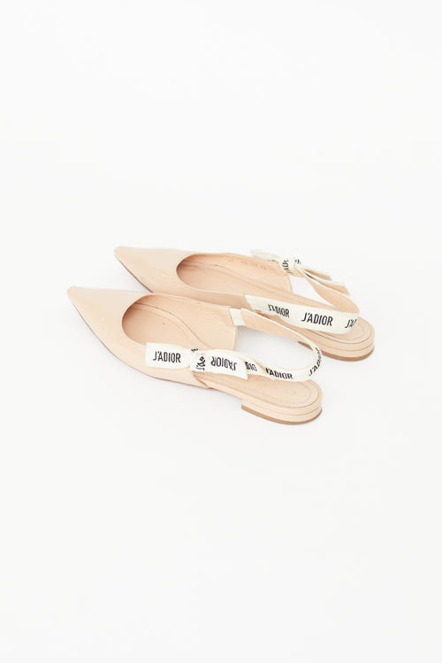 Dior Beige Patent J'Adior Slingback Flats