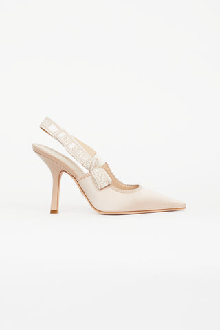 Dior Beige Satin J'Adior Slingback Pump