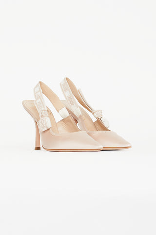 Dior Beige Satin J'Adior Slingback Pump