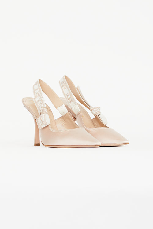 Dior Beige Satin J'Adior Slingback Pump