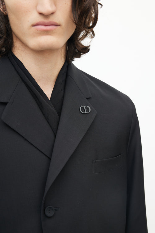 Dior Black Three Pocket Logo Lapel Blazer