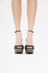 Dior Black & Beige Cannage Wedge Heel
