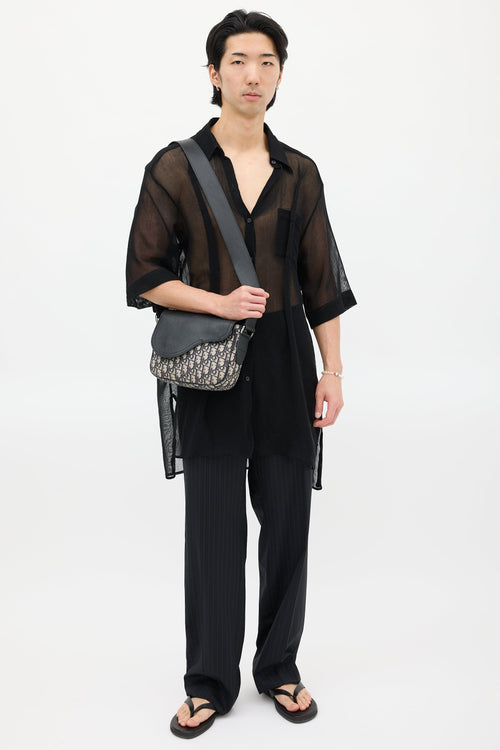 Dior Black & Beige Saddle Messenger Oblique Bag