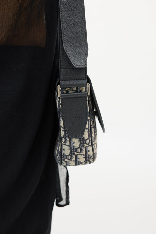 Dior Black & Beige Saddle Messenger Oblique Bag