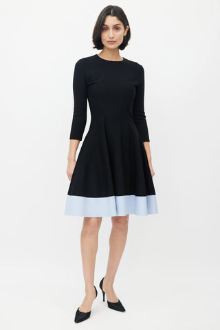 Dior Black & Blue Flared Dress