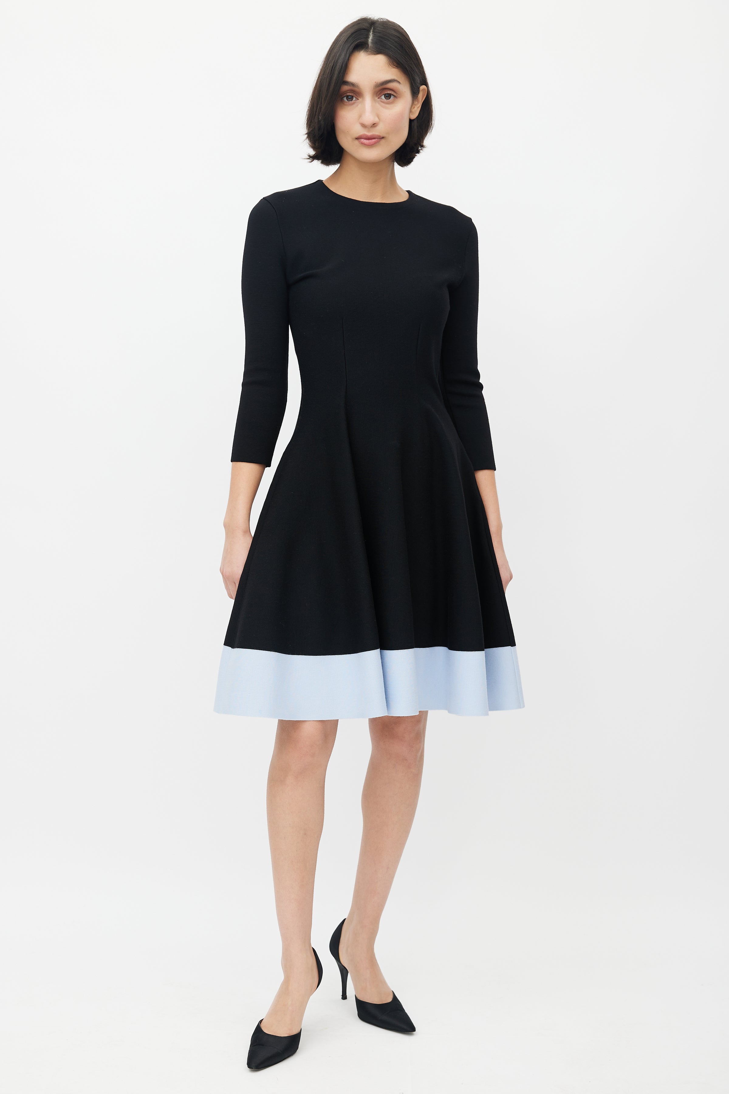 Dior // Black & Blue Flared Dress VSP Consignment Dior // Black & Blue Flared Dress VSP Consignment