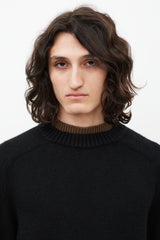 Dior Black & Brown Cashmere Layered Neck Sweater