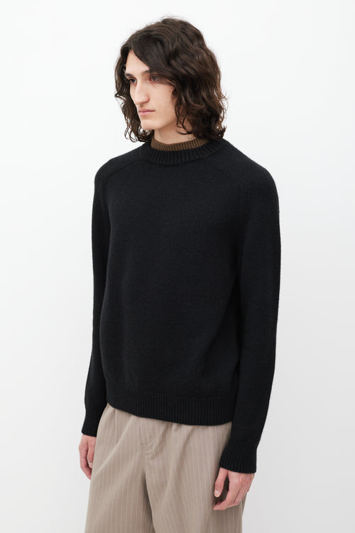 Dior Black & Brown Cashmere Layered Neck Sweater
