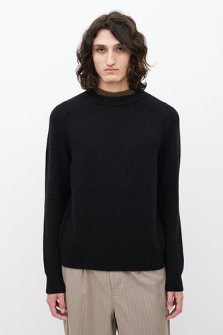 Dior Black & Brown Cashmere Layered Neck Sweater