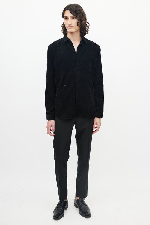 Dior Black Micro Corduroy Button Up Shirt